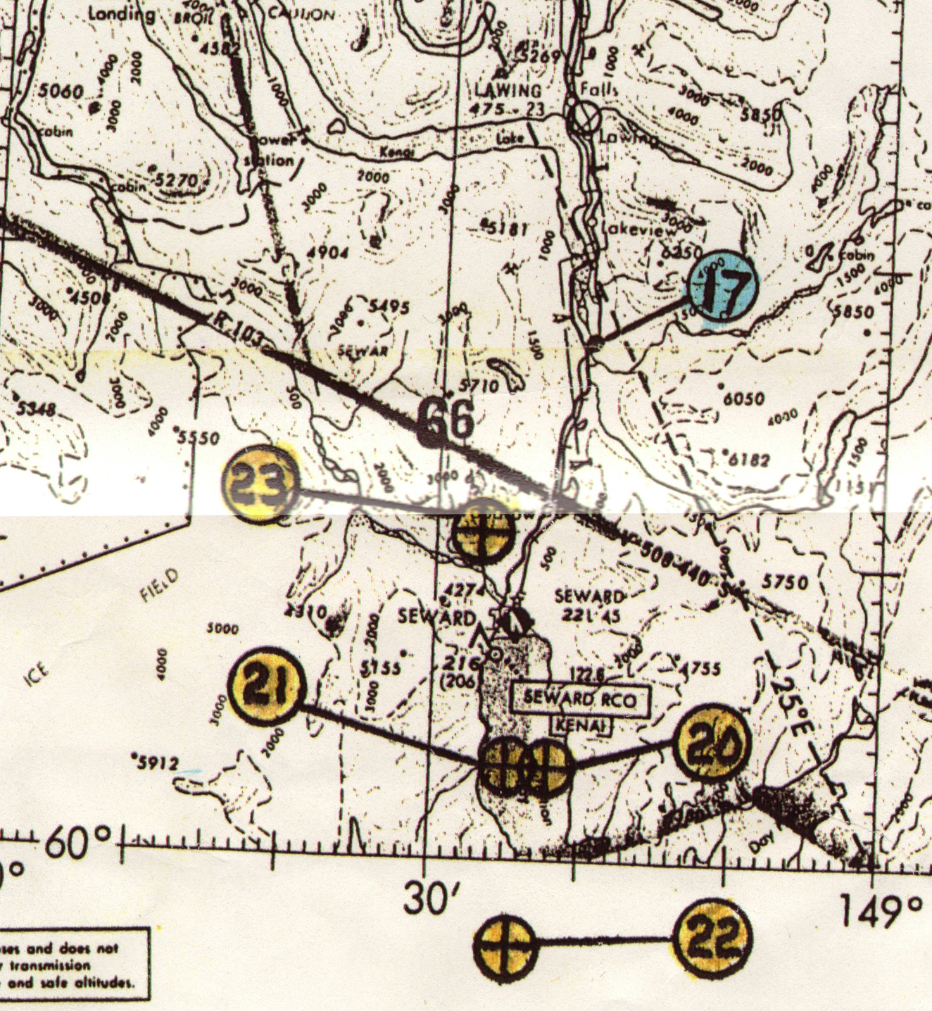 Sgt. Glenn Flothe's version of Hansen's flight map